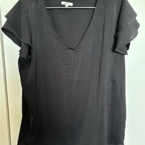 Maurices Gray Flutter Sleeve Ruffled Blouse